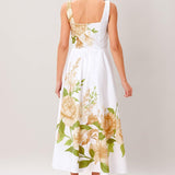 CREAM BOTANICA WOVEN MIDI DRESS