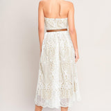 ELEGANT GARDEN WOVEN LACE MIDI DRESS
