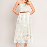 ELEGANT GARDEN WOVEN LACE MIDI DRESS
