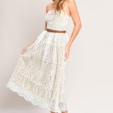 ELEGANT GARDEN WOVEN LACE MIDI DRESS
