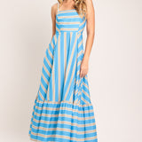 BREEZE STRIPE WOVEN MIDI DRESS