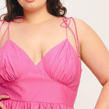 PRETTY IN PINK WOVEN MIDI DRESS
