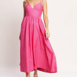 PRETTY IN PINK WOVEN MIDI DRESS