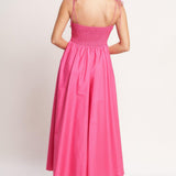 PRETTY IN PINK WOVEN MIDI DRESS