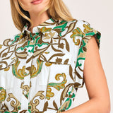 EMERALD ORNATE WOVEN MIDI SHIRT DRESS