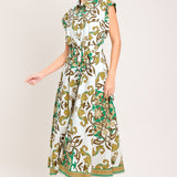 EMERALD ORNATE WOVEN MIDI SHIRT DRESS