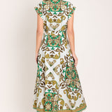 EMERALD ORNATE WOVEN MIDI SHIRT DRESS