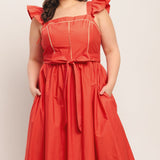 SUNSET ROMANCE WOVEN MIDI DRESS