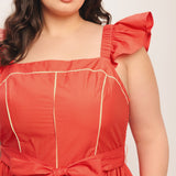 SUNSET ROMANCE WOVEN MIDI DRESS