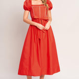 SUNSET ROMANCE WOVEN MIDI DRESS