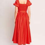 SUNSET ROMANCE WOVEN MIDI DRESS