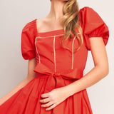 SUNSET ROMANCE WOVEN MIDI DRESS