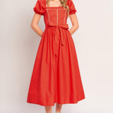 SUNSET ROMANCE WOVEN MIDI DRESS