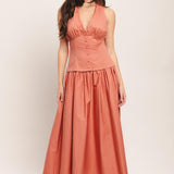 SUNSET MUSE WOVEN MIDI DRESS