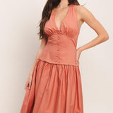SUNSET MUSE WOVEN MIDI DRESS