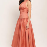 SUNSET MUSE WOVEN MIDI DRESS