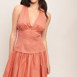 SUNSET MUSE WOVEN MIDI DRESS