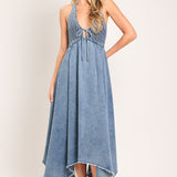 SWEET EMBRACE DENIM MIDI DRESS