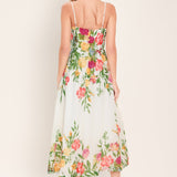 SHADOW FLORAL WOVEN MIDI DRESS