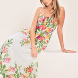 SHADOW FLORAL WOVEN MIDI DRESS