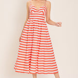 BOARDWALK STRIPE WOVEN MIDI DRESS