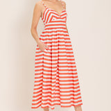 BOARDWALK STRIPE WOVEN MIDI DRESS