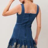 VINTAGE WAVE DENIM MINI DRESS