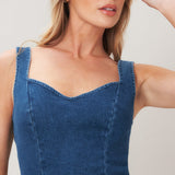 VINTAGE WAVE DENIM MINI DRESS