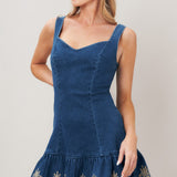 VINTAGE WAVE DENIM MINI DRESS