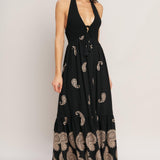 MIDNIGHT CHARM WOVEN MIDI DRESS