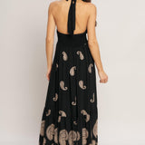 MIDNIGHT CHARM WOVEN MIDI DRESS