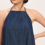 QUIET STATEMENT DENIM MIDI DRESS