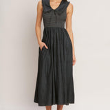 DARK ELEGANCE WOVEN MIDI DRESS