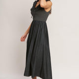 DARK ELEGANCE WOVEN MIDI DRESS
