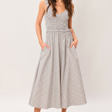 SWEET STRIPE WOVEN MIDI DRESS