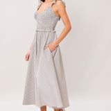SWEET STRIPE WOVEN MIDI DRESS