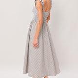 SWEET STRIPE WOVEN MIDI DRESS