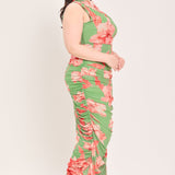 PARADISE GLOW POWER MESH MIDI DRESS