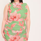 PARADISE GLOW POWER MESH MIDI DRESS