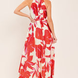FIJI FLOWER HALTER WOVEN MAXI DRESS