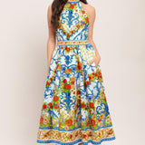 CERAMIC FLORA WOVEN MIDI DRESS