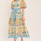 ROYAL GARDEN SOIREE WOVEN MIDI SHIRT DRESS
