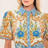 ROYAL GARDEN SOIREE WOVEN MIDI SHIRT DRESS