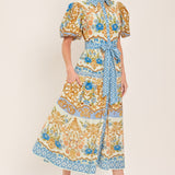 ROYAL GARDEN SOIREE WOVEN MIDI SHIRT DRESS