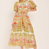 CHATEAU ROSE WOVEN MIDI SHIRT DRESS