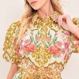 CHATEAU ROSE WOVEN MIDI SHIRT DRESS