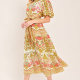CHATEAU ROSE WOVEN MIDI SHIRT DRESS