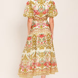 CHATEAU ROSE WOVEN MIDI SHIRT DRESS