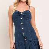 RIVET ROMANCE DENIM MINI DRESS