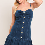 RIVET ROMANCE DENIM MINI DRESS